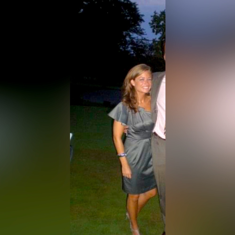 Metallic Gray one shoulder dress. Size Small. Super cute!